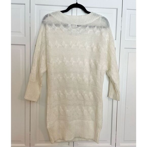 Calvin Klein ivory cableknit wool mohair blend tunic length sweater size s - Picture 5 of 8